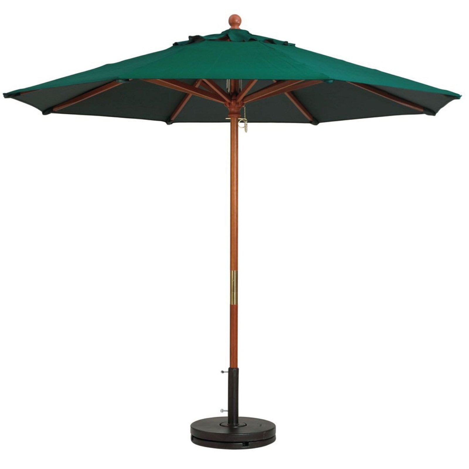 Sombrilla de exterior verde abierta