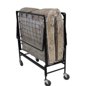 Cama plegable supletoria con colchón en estructura con ruedas