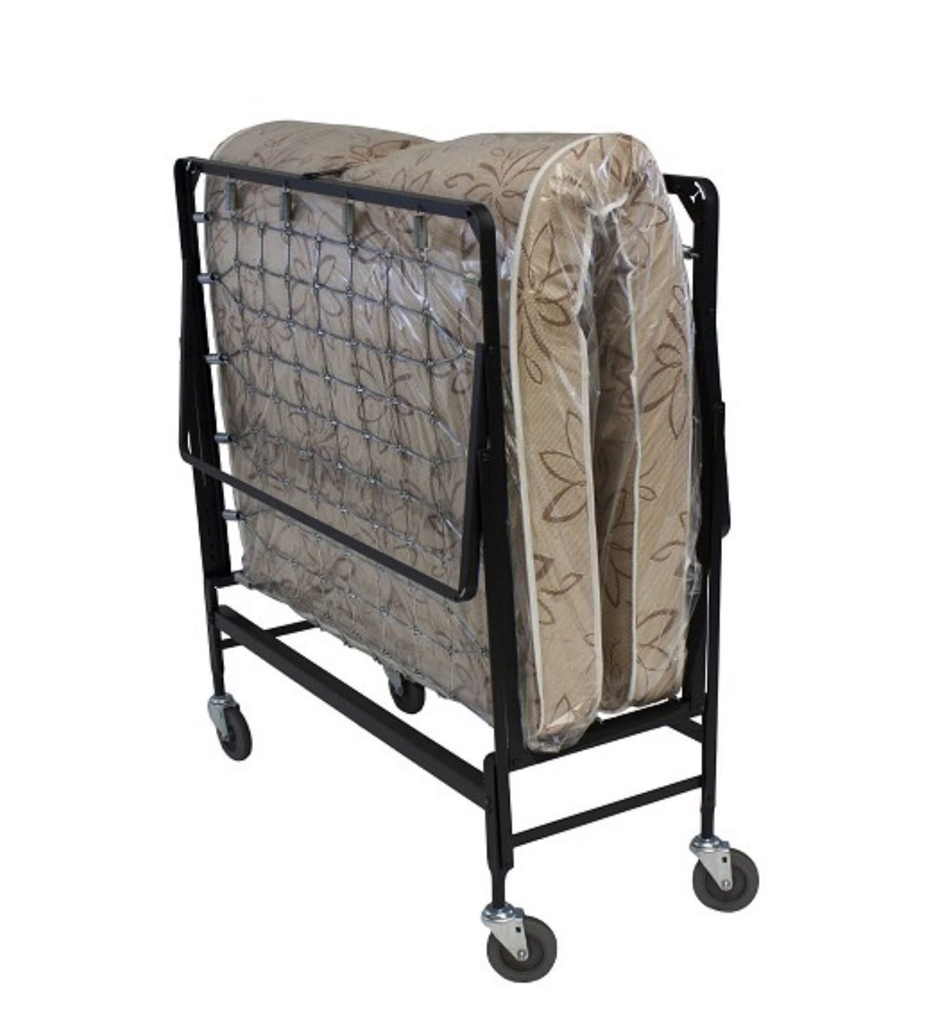 Cama plegable supletoria con colchón en estructura con ruedas
